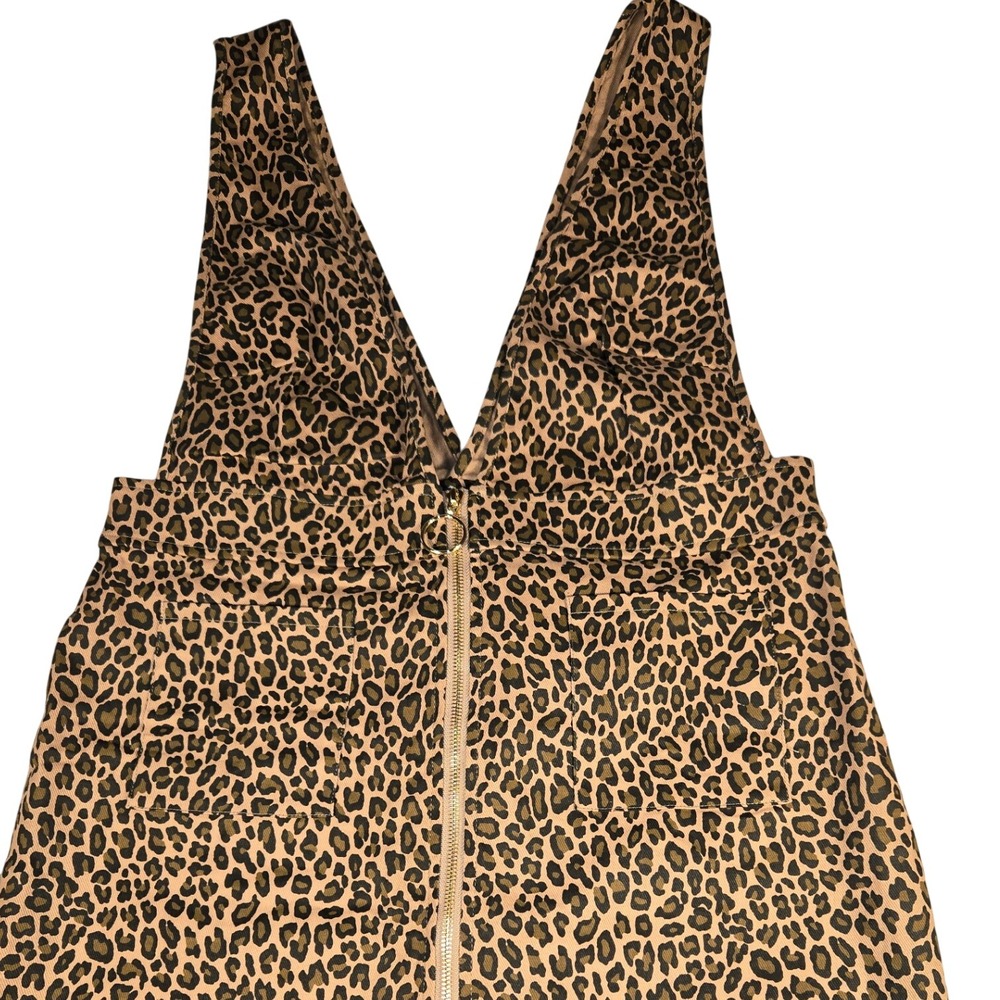 BloomChic Leopard Print Pinafore Dress Women  14-16 Mini Overall Dress Zip Front